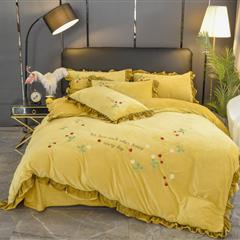 加厚水晶绒绣花四件套