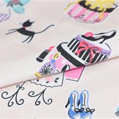 全棉马丁印七彩粉花布