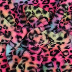 彩虹豹纹绒布