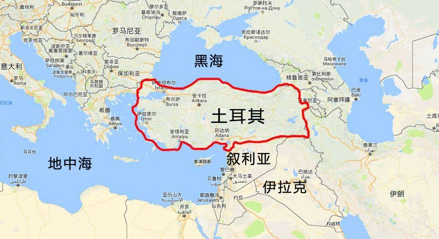 土耳其在地图上的位置图片